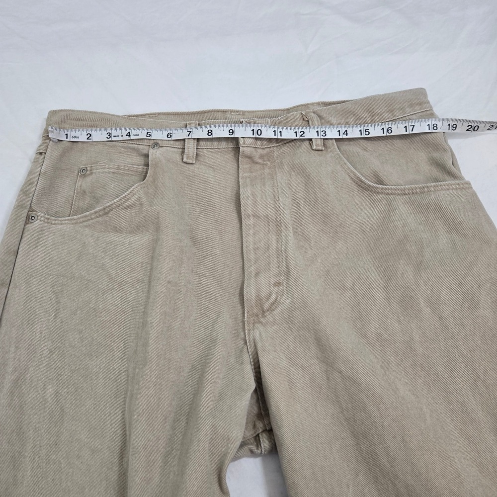 Vintage Wrangler Silver Edition Jeans 38x30 Khaki Tan Denim Made in USA 90s - Picture 6 of 13